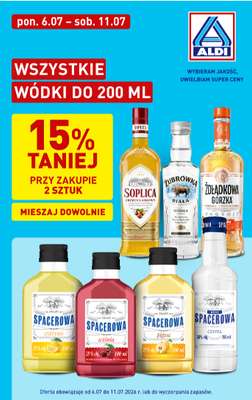 Aldi - gazetka promocyjna Wszystkie wódki do 200 ml od czwartku 09.07 do soboty 11.07