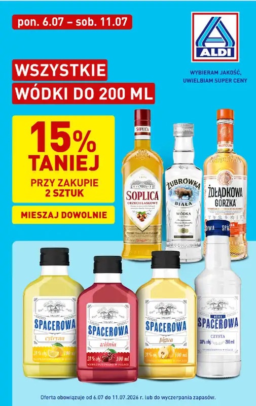 Aldi - gazetka promocyjna Wszystkie wódki do 200 ml  