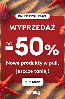 Sinsay - gazetka promocyjna Wyprzedaż do -50% - nowe produkty w puli, jeszcze taniej! od czwartku 09.07 do środy 15.07