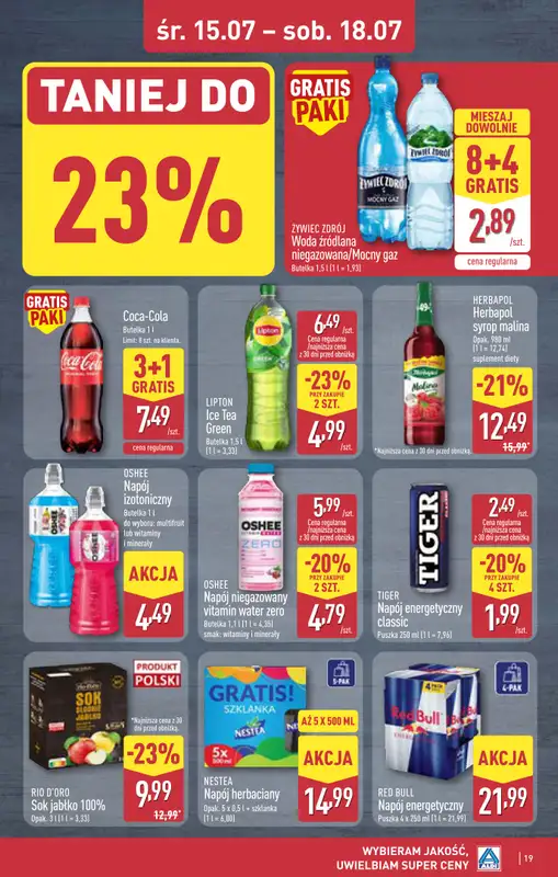 Aldi - gazetka promocyjna Rybnik, ul. Żorska 2 (Park handlowy S1), WIELKIE OTWARCIE już w ŚRODĘ! od środy 15.07 do poniedziałku 20.07 - strona 19