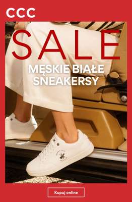 CCC - gazetka promocyjna SALE - męskie białe sneakersy od niedzieli 12.07 