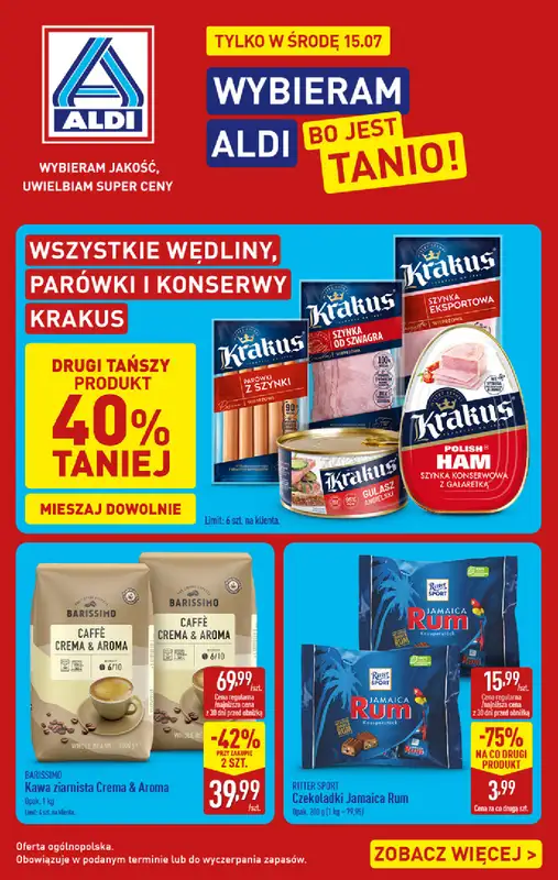 Aldi - gazetka promocyjna Najlepsze oferty na środę w Aldi!  