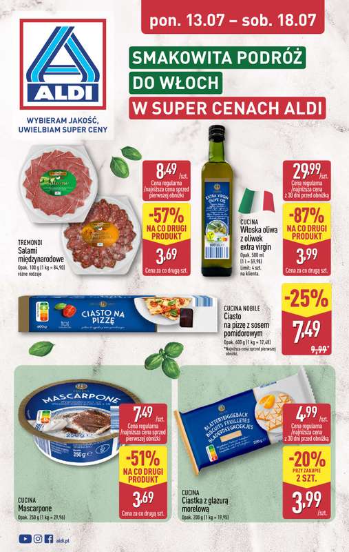 Aldi - gazetka promocyjna Podróż do Włoch w super cenach Aldi! od poniedziałku 13.07 do soboty 18.07