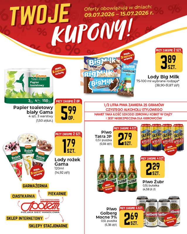 Społem Częstochowa - gazetka promocyjna Plakaty promocyjne od piątku 10.07 do środy 15.07