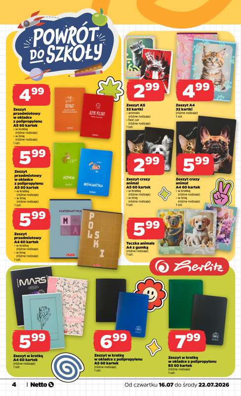 Netto - gazetka promocyjna Inspiracje tygodnia Powrót do szkoły  do środy 22.07 - strona 4