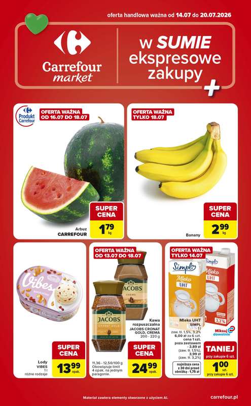 Carrefour Market - gazetka promocyjna Gazetka Ekspresowe zakupy  do poniedziałku 20.07