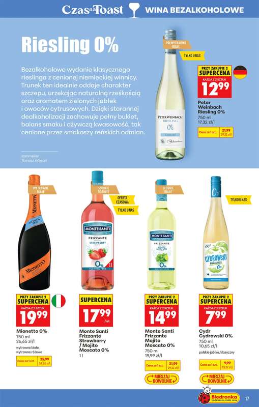 Biedronka - gazetka promocyjna Czas na Toast! od poniedziałku 13.07 do soboty 25.07 - strona 17