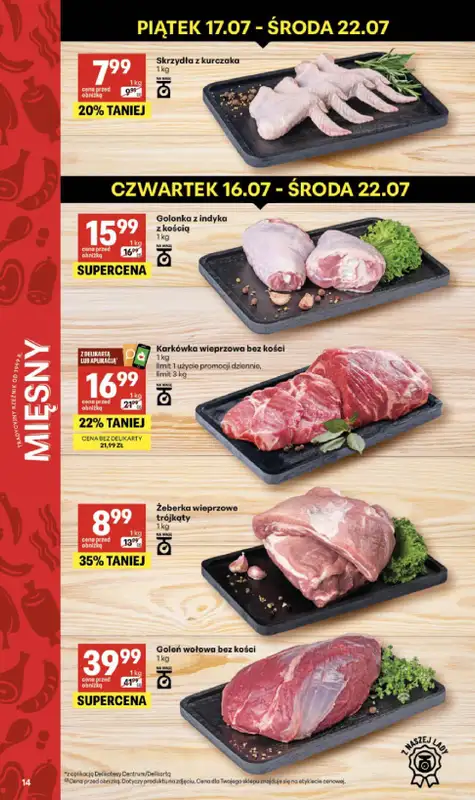 Delikatesy Centrum - gazetka promocyjna Gazetka  do środy 22.07 - strona 14