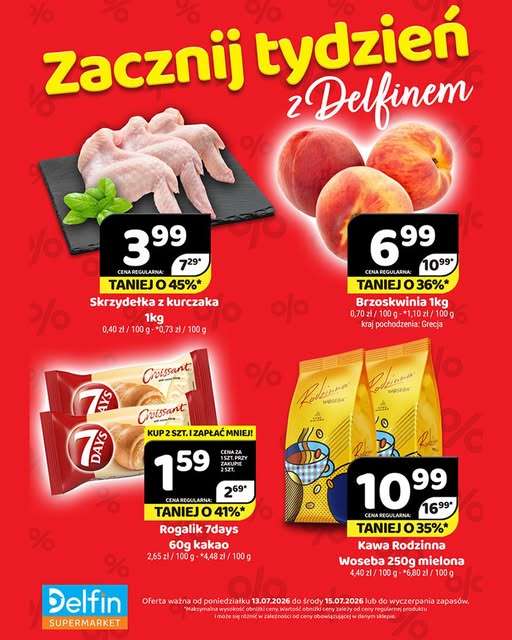 Delfin - gazetka promocyjna Zacznij tydzień z Delfinem od poniedziałku 13.07 do środy 15.07
