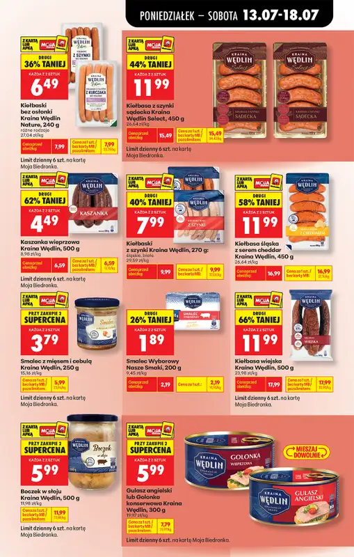 Biedronka - gazetka promocyjna Od poniedziałku, Z ladą tradycyjną od poniedziałku 13.07 do soboty 18.07 - strona 61