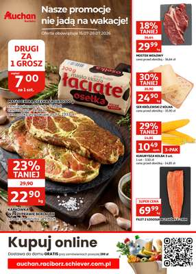 Auchan - gazetka promocyjna Gazetka Racibórz I Nasze promocje nie jadą na wakacje! od środy 15.07 do wtorku 28.07