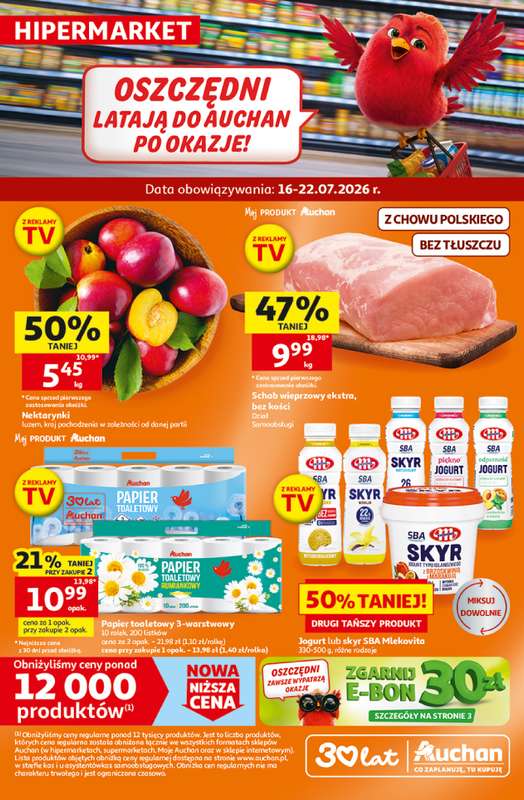 Auchan - gazetka promocyjna Gazetka 30 Lat Hipermarket Auchan od czwartku 16.07 do środy 22.07