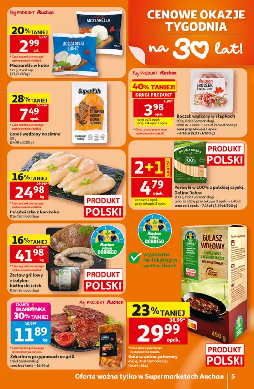 Auchan - gazetka promocyjna Gazetka 30 Lat Supermarket Auchan od czwartku 16.07 do środy 22.07 - strona 5