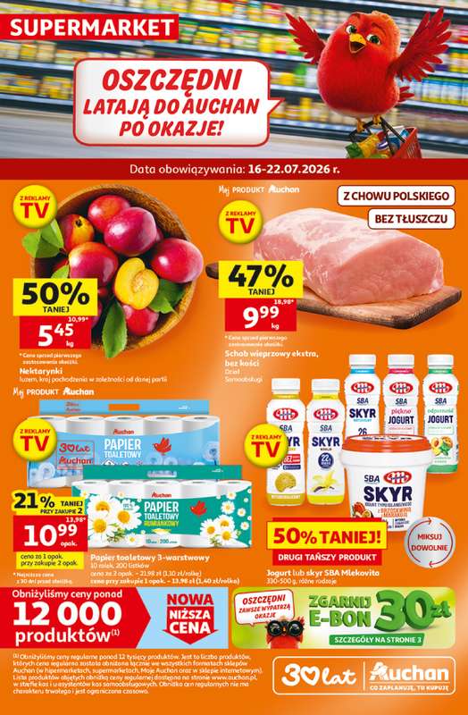 Auchan - gazetka promocyjna Gazetka 30 Lat Supermarket Auchan od czwartku 16.07 do środy 22.07