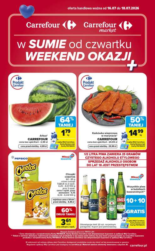 Carrefour - gazetka promocyjna W sumie od czwartku weekend okazji od czwartku 16.07 do soboty 18.07