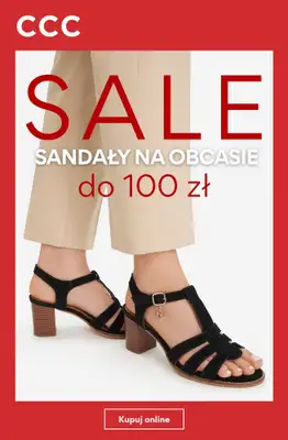 CCC - gazetka promocyjna SALE - sandały damskie na obcasie do 100 zł od wtorku 14.07 