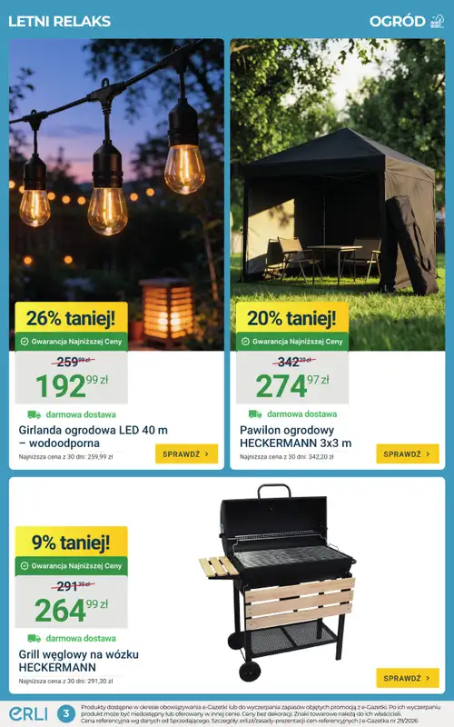 ERLI - gazetka promocyjna Relaks w ogrodzie w super cenach! od piątku 17.07 do niedzieli 19.07 - strona 3