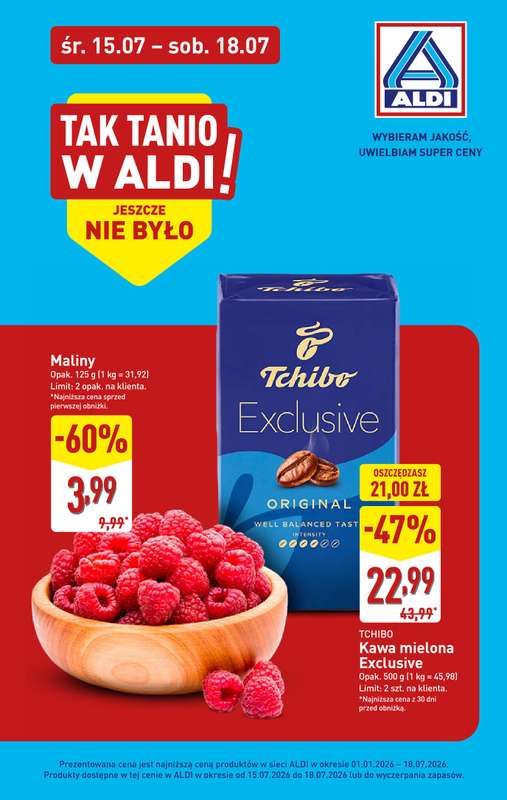 Aldi - gazetka promocyjna Wyjątkowe okazje w super cenach Aldi! od środy 15.07 do soboty 18.07