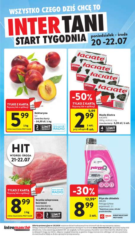 Intermarche - gazetka promocyjna Intertani start tygodnia od poniedziałku 20.07 do środy 22.07