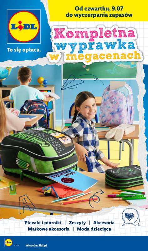 Lidl - gazetka promocyjna Kompletna wyprawka w megacenach od wtorku 14.07 