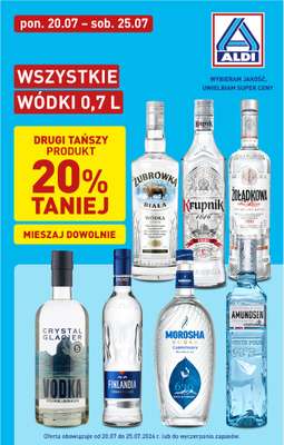 Aldi - gazetka promocyjna Wszystkie wódki 0,7 l od poniedziałku 20.07 do soboty 25.07