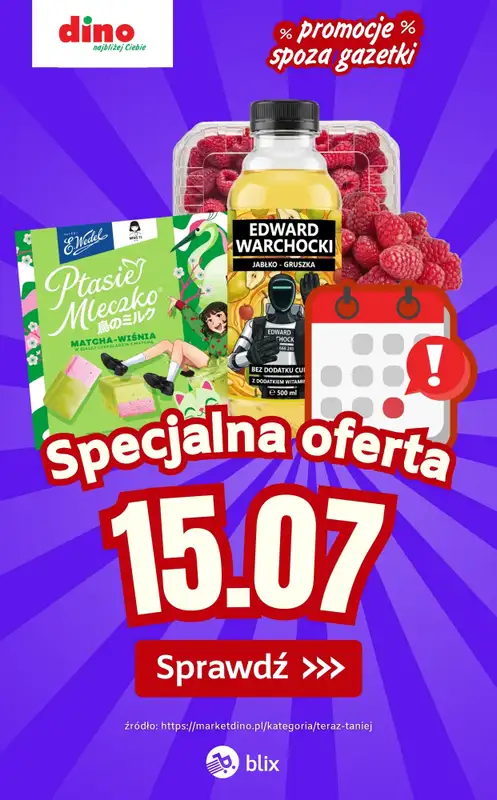 Dino - gazetka promocyjna Specjalna oferta na 15.07.2026 - promocje spoza gazetki od środy 15.07 do środy 15.07