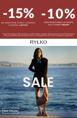 Ryłko - gazetka promocyjna -15% z KODEM na klapki i sandały i -10% na ofertę SALE od środy 15.07 