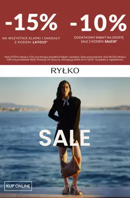 Ryłko - gazetka promocyjna -15% z KODEM na klapki i sandały i -10% na ofertę SALE od środy 15.07 