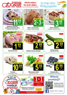 Społem - Blisko i Korzystnie - gazetka promocyjna Plakat promocyjny PSS Kalisz od czwartku 16.07 do soboty 18.07