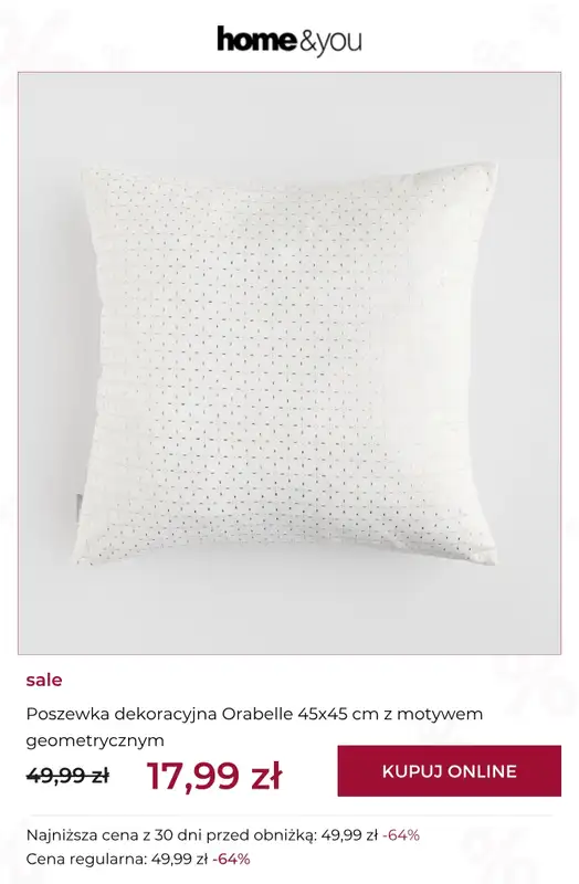 home&you - gazetka promocyjna SALE: poduszki i poszewki dekoracyjne od środy 15.07 do piątku 24.07 - strona 6