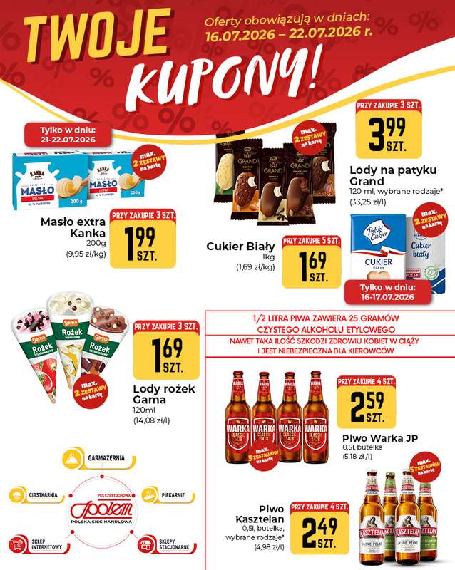 Społem Częstochowa - gazetka promocyjna Plakaty promocyjne od czwartku 16.07 do środy 22.07