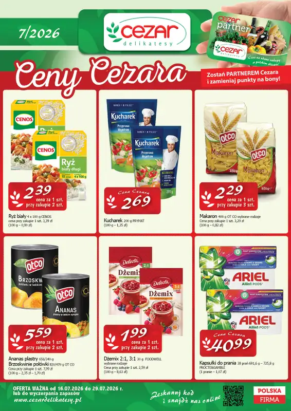 CEZAR Delikatesy - gazetka promocyjna Gazetka od czwartku 16.07 do środy 29.07