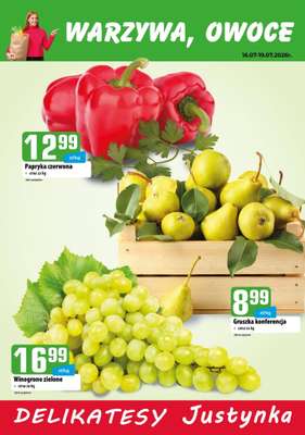 Delikatesy Justynka - gazetka promocyjna Plakaty promocyjne od czwartku 16.07 do niedzieli 19.07