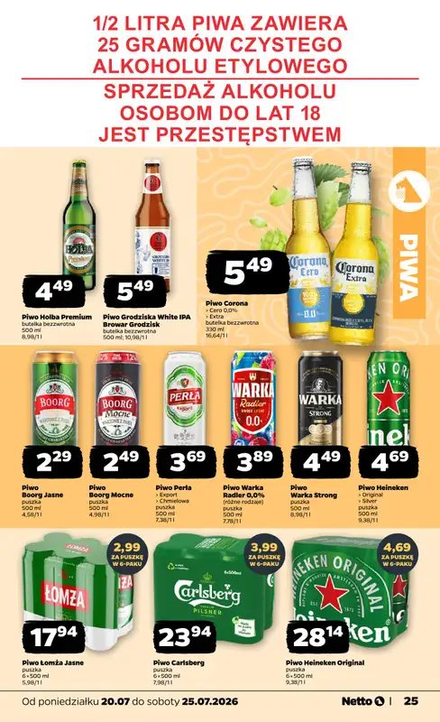 Netto - gazetka promocyjna Gazetka Spożywcza od poniedziałku 20.07 do soboty 25.07 - strona 25