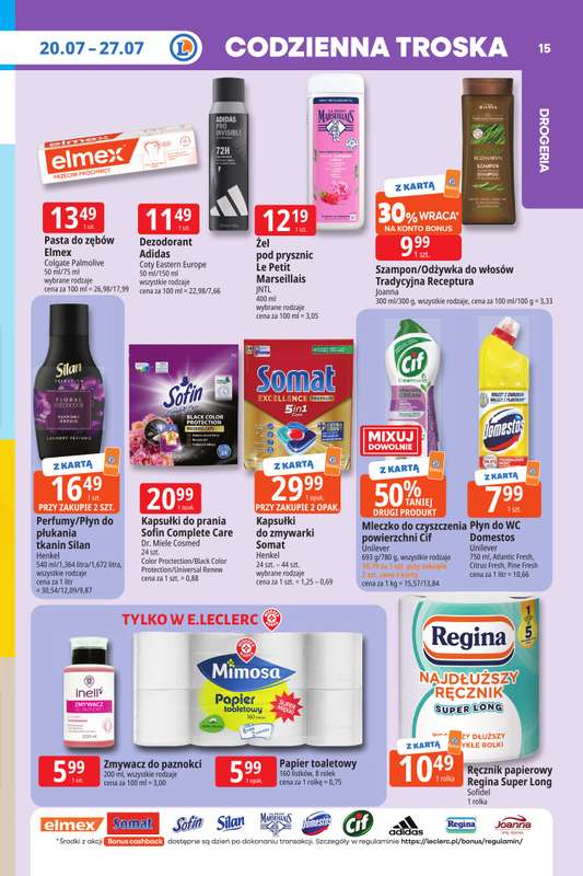 Leclerc - gazetka promocyjna Oferta E.Leclerc I Tanio to tu! od poniedziałku 20.07 do poniedziałku 27.07 - strona 15