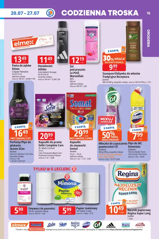 Leclerc - gazetka promocyjna Oferta E.Leclerc I Tanio to tu! od poniedziałku 20.07 do poniedziałku 27.07 - strona 15