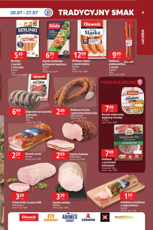 Leclerc - gazetka promocyjna Oferta E.Leclerc I Tanio to tu! od poniedziałku 20.07 do poniedziałku 27.07 - strona 9