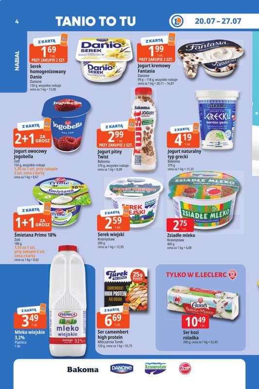 Leclerc - gazetka promocyjna Oferta E.Leclerc I Tanio to tu! od poniedziałku 20.07 do poniedziałku 27.07 - strona 4