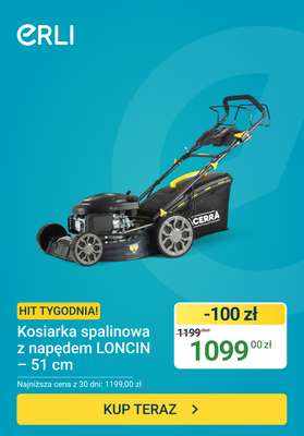 ERLI - gazetka promocyjna Hit tygodnia - Kosiarka spalinowa od poniedziałku 20.07 do niedzieli 26.07