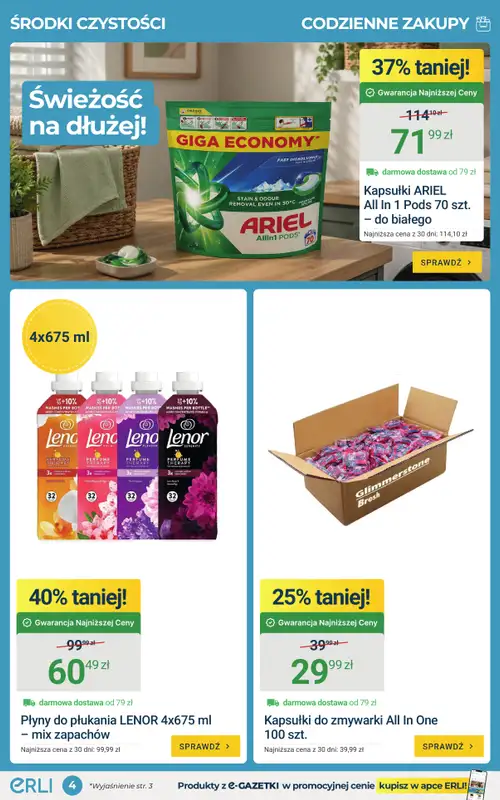 ERLI - gazetka promocyjna Uzupełnij zapasy – taniej z Erli! od poniedziałku 20.07 do niedzieli 26.07 - strona 4