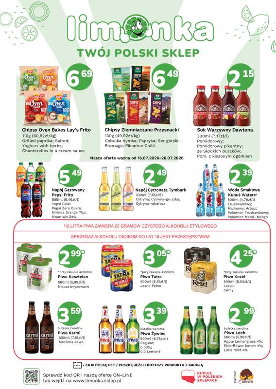 Limonka - gazetka promocyjna Plakaty promocyjne od piątku 17.07 do niedzieli 26.07