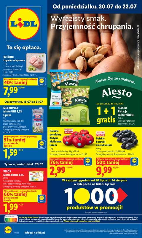Lidl - gazetka promocyjna Oferta od poniedziałku od poniedziałku 20.07 do środy 22.07
