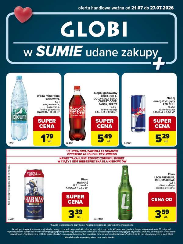 Globi - gazetka promocyjna Gazetka Globi od wtorku 21.07 do poniedziałku 27.07