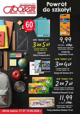 Społem - Blisko i Korzystnie - gazetka promocyjna Plakat promocyjny PSS Kalisz od poniedziałku 27.07 do soboty 19.09