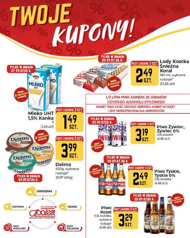 Społem Częstochowa - gazetka promocyjna Plakaty promocyjne od czwartku 23.07 do środy 29.07