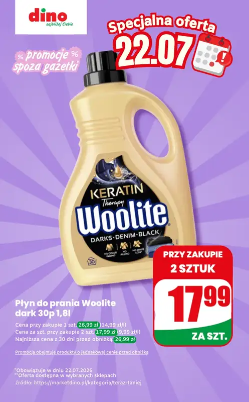 Dino - gazetka promocyjna Płyn do prania - oferta na 22.07 | Promocje spoza gazetki  