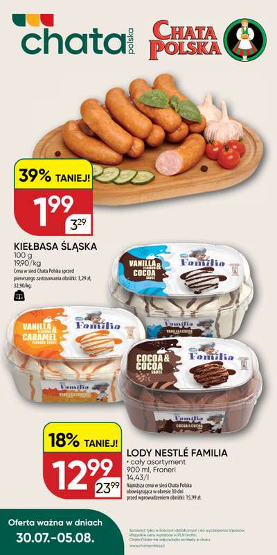 Chata Polska - gazetka promocyjna Oferta tygodnia 30.07-05.08  do środy 05.08