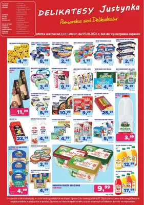 Delikatesy Justynka - gazetka promocyjna Gazetka od czwartku 23.07 do środy 05.08