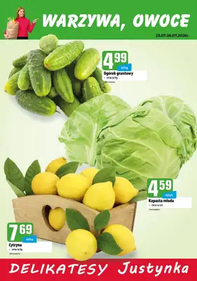Delikatesy Justynka - gazetka promocyjna Plakaty promocyjne od czwartku 23.07 do niedzieli 26.07