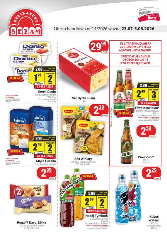 Delikatesy Sezam - gazetka promocyjna Gazetka od czwartku 23.07 do środy 05.08